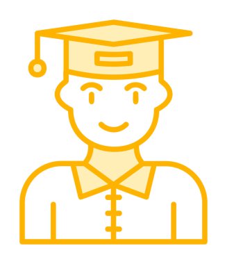 Mezuniyet başlığı simgesi vektör illüstrasyonu öğrencisi