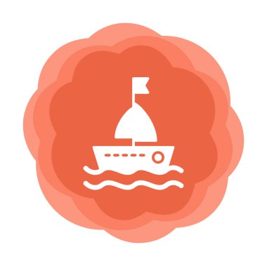 Arka planda basit bir yelkenli ikonu var. vektör illüstrasyonu