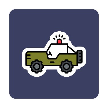 Askeri Jeep Simgesi, Vektör İllüstrasyonu