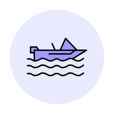 Basit Motorboat simgesi, vektör illüstrasyonu