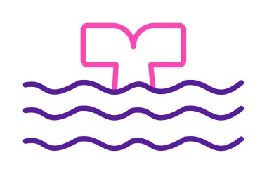 Moda tarzında izole edilmiş arka planda su ikonu olan balina kuyruğu