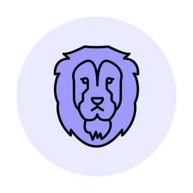 Aslan başı düz simgesi, vektör illüstrasyonu