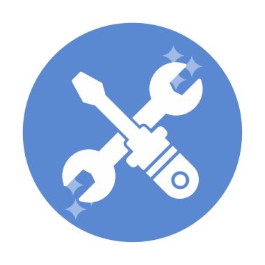 İngiliz anahtarı ve tornavida ikonu. Web için araç vektör simgesinin özet çizimi                              