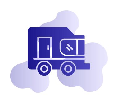 Karavan ikonu. İnce çizgi tasarımı çizimi. vektör illüstrasyonu.