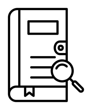 Büyüteç vektör çizimi olan bir kitap. Arama Kitabı kavramı                  