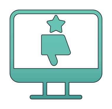 Kötü İnceleme simgesi, vektör illüstrasyonlu basit ekran