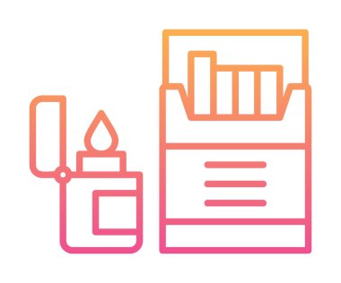 Sigara ve daha hafif ikonlu tütün sembolü, vektör illüstrasyonu 