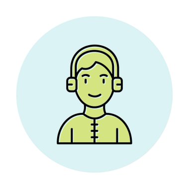 DJ avatar web simgesi, vektör illüstrasyonu 