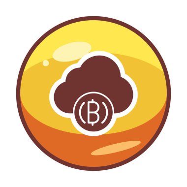 Bitcoin simgesi olan bulut, vektör illüstrasyon grafik tasarımı