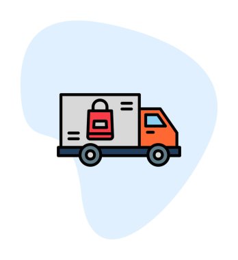 Teslimat kamyonu vektör simgesi modern basit illüstrasyon                        