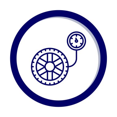 Tekerlek basıncı, arka planda izole edilmiş simge, otomatik servis, araba tamiri