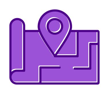 Konum iğnesi, vektör illüstrasyonlu harita simgesi