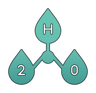 h 2 sembollü su damlaları vektör çizimi
