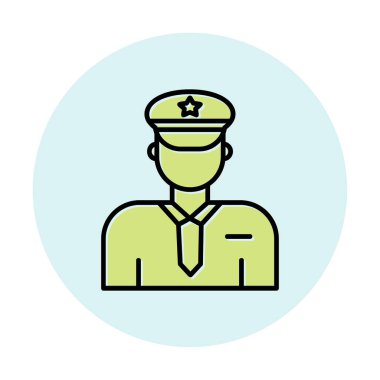 Üniformalı düz simgeli polis memurunun vektör çizimi