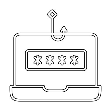 düz phishing çizgi vektör çizimi 