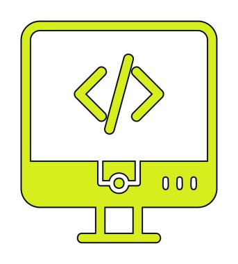 Kodlama. Web simgesi basit illüstrasyon                  