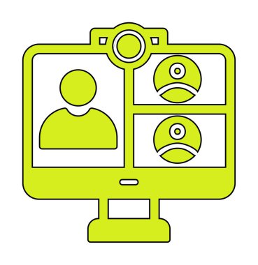 Basit çevrimiçi toplantı simgesi, vektör illüstrasyonu