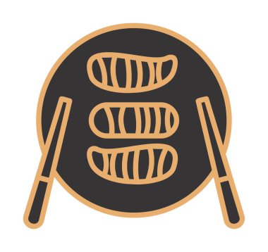 Tabak simgesinde suşi, vektör illüstrasyonu