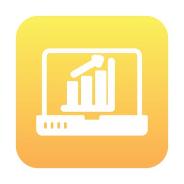 Dizüstü bilgisayar ekran simgesi üzerindeki bar grafiği, vektör illüstrasyonu