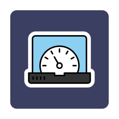 Vektör hızı test dizüstü bilgisayarı web simgesi, vektör illüstrasyonu