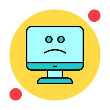 Bilgisayar simgesi üzerindeki mavi ekran, hata sembolü, illüstrasyon tasarımı, vektör grafiği 