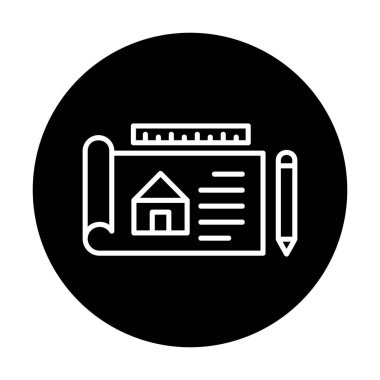 Basit Mimari Planı simgesi, vektör illüstrasyonu