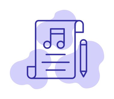 Müzik vektör düz renk simgesi oluşturuluyor                   