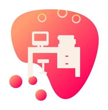 ofis masası simgesi, basit vektör illüstrasyonu