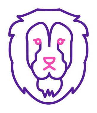 Aslan başı düz simgesi, vektör illüstrasyonu