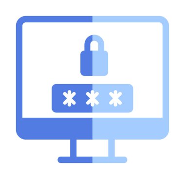 Basit Bilgisayar monitörü Ekran simgesi, vektör illüstrasyonunu kilitle