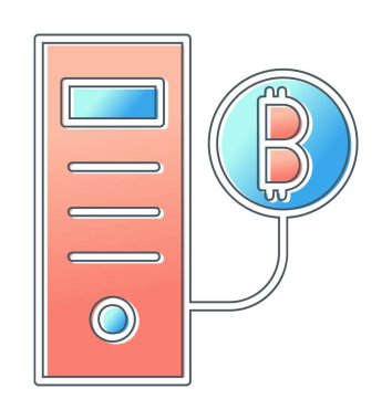 Bitcoin Madeni İşlemcisi (BTC) simgesi, vektör illüstrasyonu 