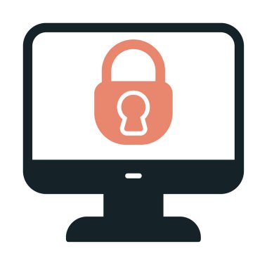 Basit Bilgisayar monitörü Ekran simgesi, vektör illüstrasyonunu kilitle