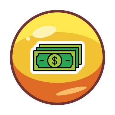 Dolar para çizgisi simgesi, vektör illüstrasyonu