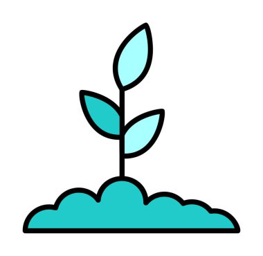 Yer simgesinde büyüyen bitki, vektör illüstrasyonu 