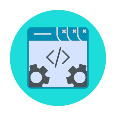 Basit programlama kodu optimizasyon simgesi, vektör illüstrasyonu