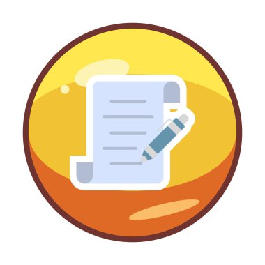 Kalem simgesi ve vektör illüstrasyonlu kağıt sayfası 