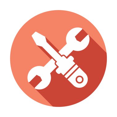 İngiliz anahtarı ve tornavida ikonu. Web için araç vektör simgesinin özet çizimi                              