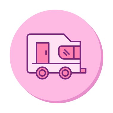 Karavan ikonu. İnce çizgi tasarımı çizimi. vektör illüstrasyonu.