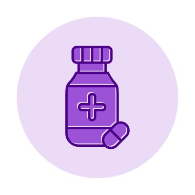 İlaç ikonlu ilaç şişesinin vektör çizimi