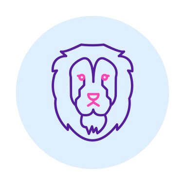 Aslan başı düz simgesi, vektör illüstrasyonu