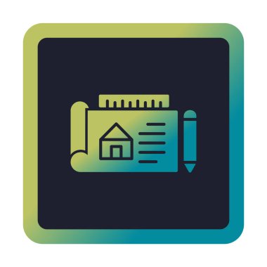 Basit Mimari Planı simgesi, vektör illüstrasyonu