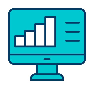 Basit Bilgisayar İzleme Veri Analizi simgesi, vektör illüstrasyonu