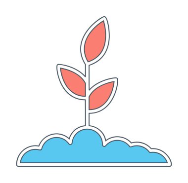 Yer simgesinde büyüyen bitki, vektör illüstrasyonu 