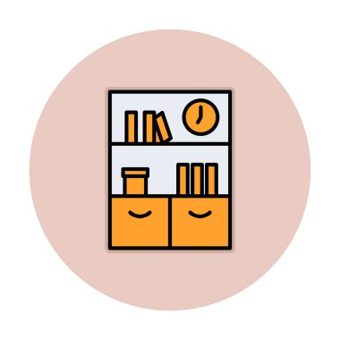 kitaplık düz simge, vektör illüstrasyonu 