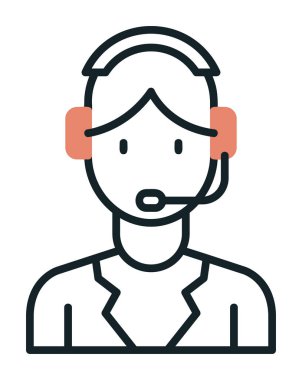 Kulaklık takan kişinin vektör çizimi, Müşteri Hizmetleri Ajansı kavramı