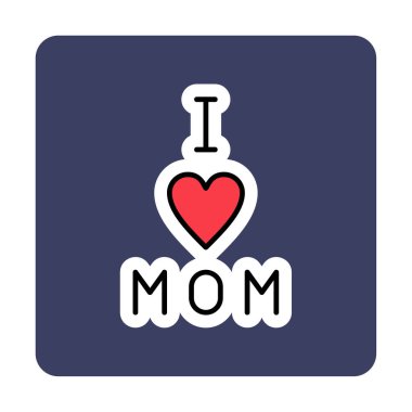 Annemi seviyorum. Düz ikon, vektör çizimi. 