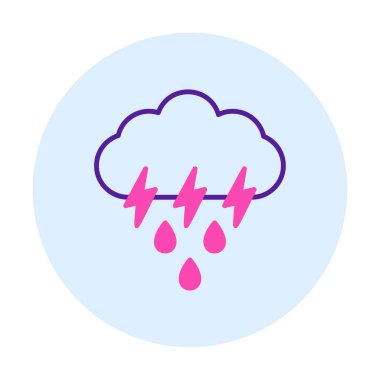 Şimşek ve yağmur ikonu vektör illüstrasyon tasarımlı bulut