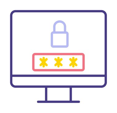 Basit Bilgisayar monitörü Ekran simgesi, vektör illüstrasyonunu kilitle