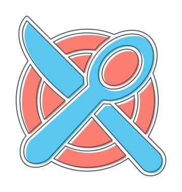 bıçak ve çatal tabakta, yemek ikonu, vektör illüstrasyonu  