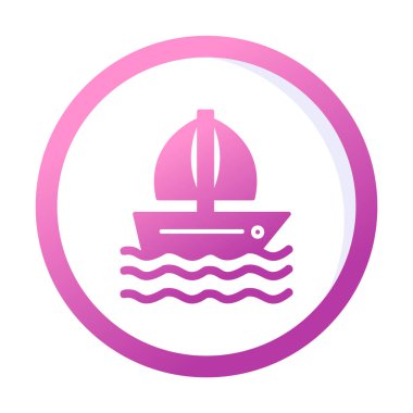 Arka planda basit bir yelkenli ikonu var. vektör illüstrasyonu